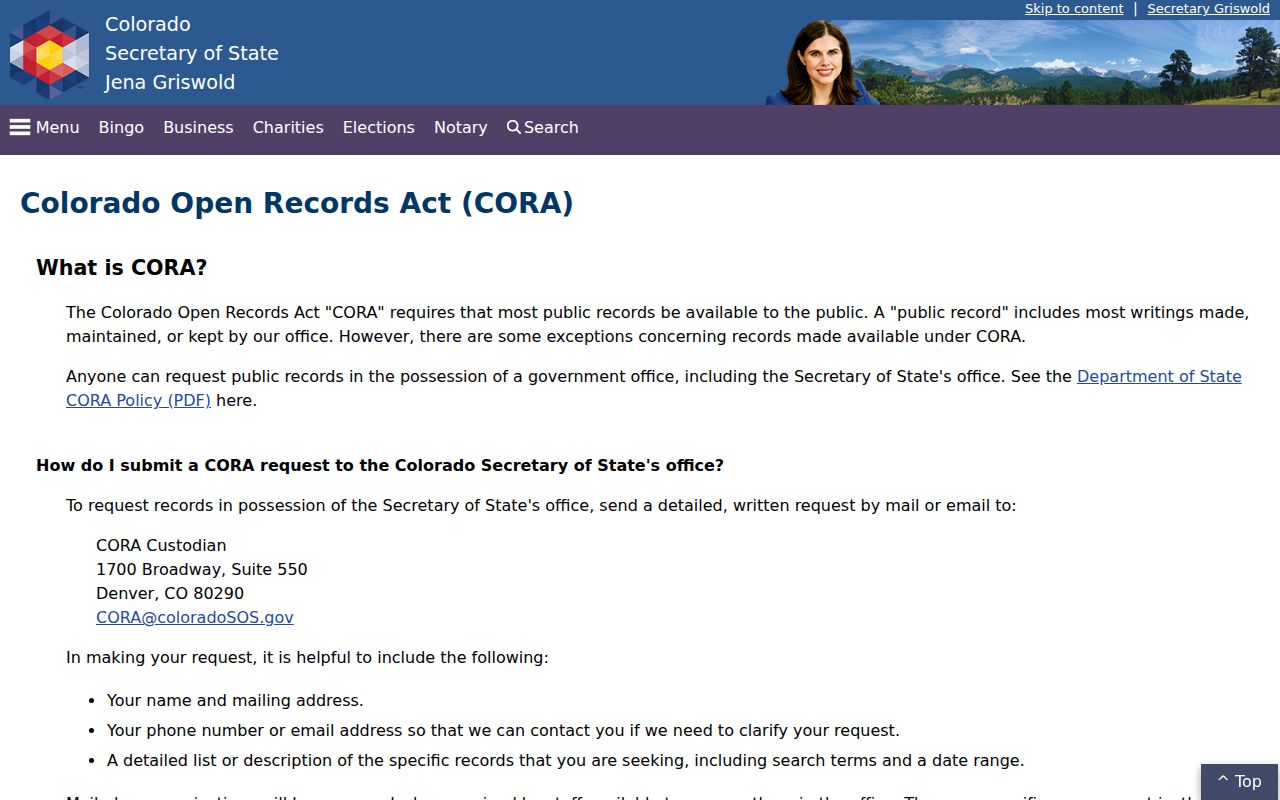 Pitkin County arrest records Secretary of State CORA source