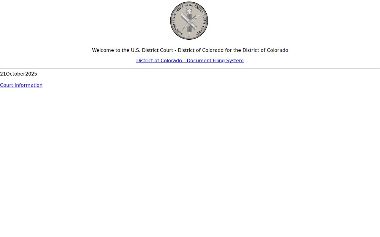 District of Colorado CM/ECF login for federal electronic case filing
