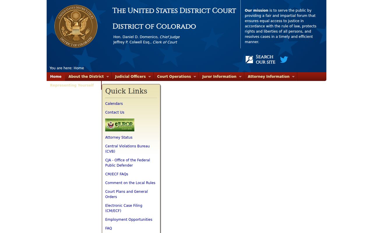 U.S. District Court for the District of Colorado website for federal court records