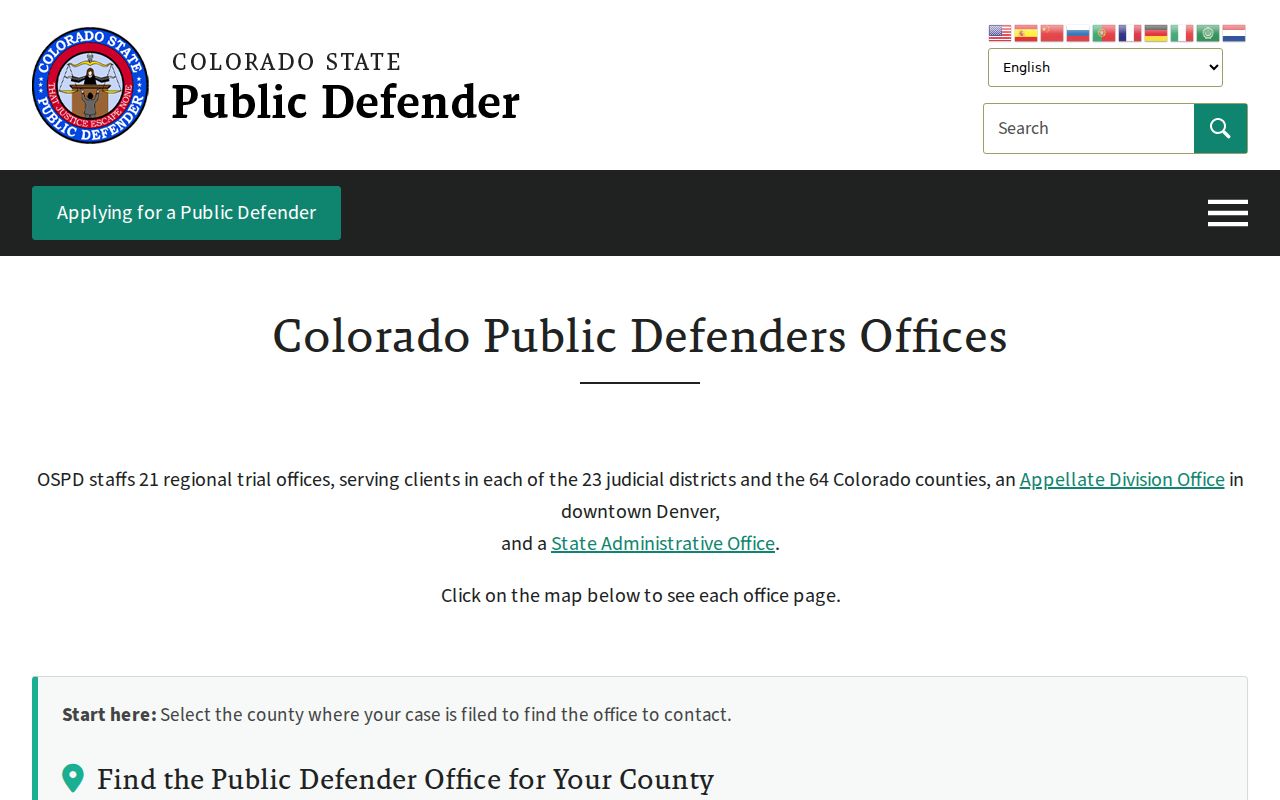 Colorado State Public Defender office locator for Pitkin County region